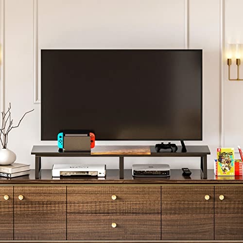 Wood Monitor Stand TEAMIX 42 Inch Large Dual Monitor Riser, Extra Long ...