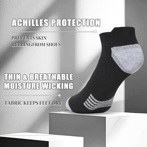 12 Pairs Men's Ankle Athletic Running Socks, Cushioned Wicking Anti-Blister Low Cut Sports Socks with Tab3