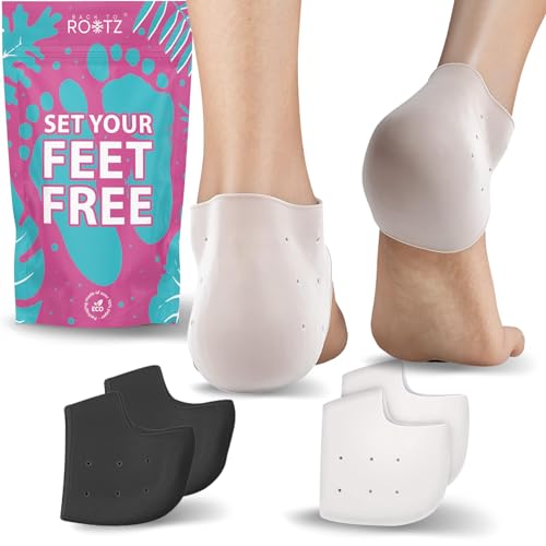 ROOTZ | 4 Fersenpolster aus Silikon – Fersenschutz als Blasenpflaster-Alternative gegen Schmerzen in neuen Stiefeln, High Heels & Arbeitsschuhen