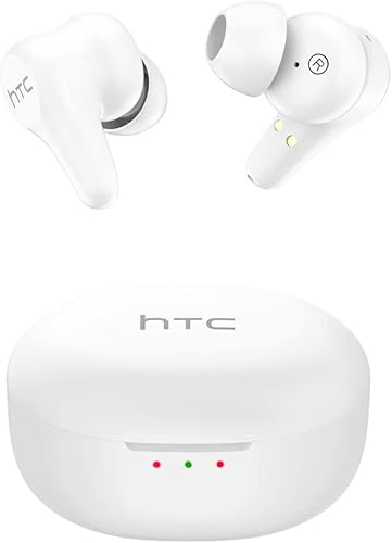 HTC Auriculares inalámbricos True Plus - ANC, cancelación activa de ruido IPX5, resistente al agua, Bluetooth 5.0 con ENC, auriculares estéreo con