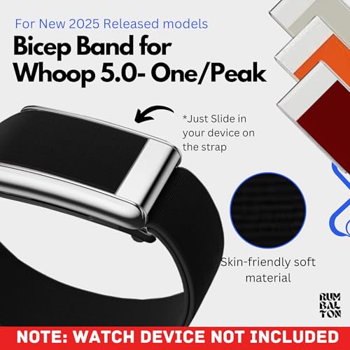 Image of Hydra Soft Bicep Strap for WHOOP 5.0 One /Peak /Life MG Band - Breathable Adjustable Waterproof Replacement Bicep Strap for WHOOP Band 5.0 - Not Compatible with Gen 4 (Black, One /Peak)