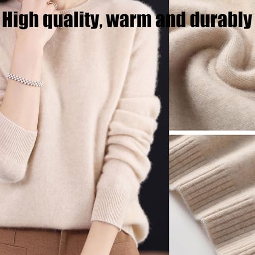 100% Cashmere Sweaters for Women, 2026 New Crew Neck Long Sleeve Pullover Sweater Soft Lightweight3