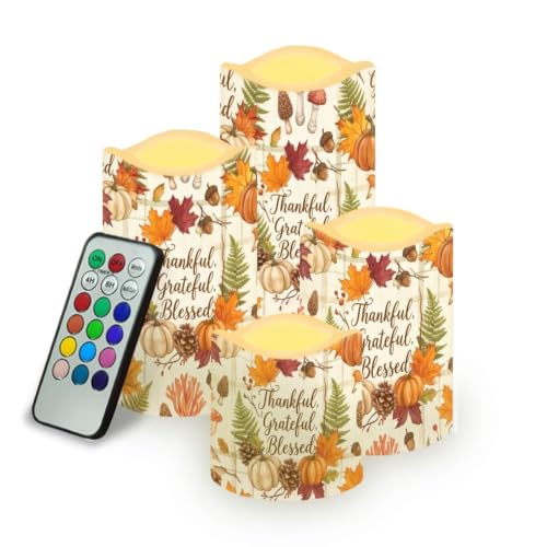 Image of Christmas Flameless LED Candles Set of 4 | Plaid Santa Flameless Candles, with Remote Flickering, Xmas LED Candles with Timer for Holiday Patio Celebration Accents