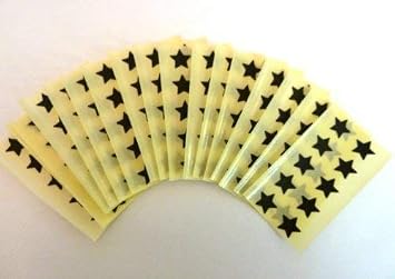 180 Labels, 15mm Stars, Black, Colour Code Stickers, Self-Adhesive Sticky Coloured Labels