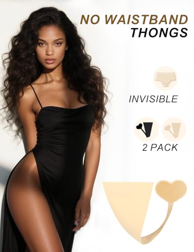 Adhesive C-String Thongs 2-Pack Invisible Underwear for Women with VPL-Free Design Reusable No Belt Thong2