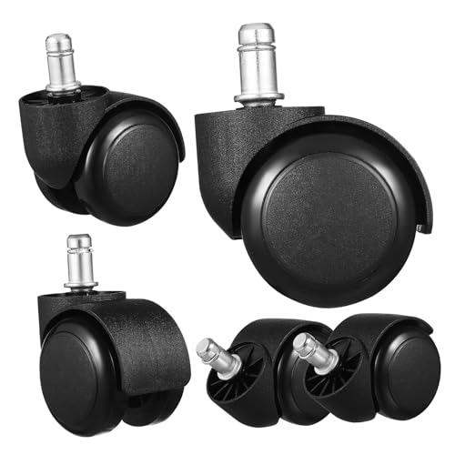 WEKAMOS 5個 交換用オフィスチェアキャスター 重量対応滑らか転静音ホイール ブラックユニバーサル家具脚輪