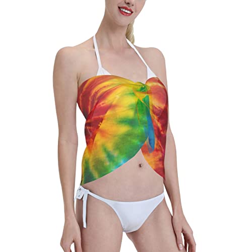 Bassyil Tie Dye Women Short Sarong Beach Wrap Sheer Bikini Chiffon Swimsuit Cover Up Skirt For Swimwear #TOP4