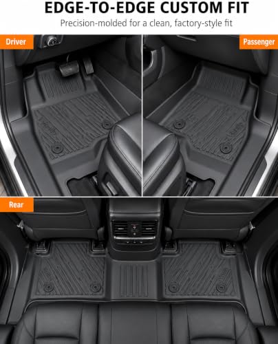 Image of Floor Mats for Ford F150 2015-2026 & F-150 Lightning 2022-2026 SuperCrew with Rear Fold-Flat Storage, Custom Fit TPE All Weather Floor Liners, Front & 2nd Row Truck Mats, Black