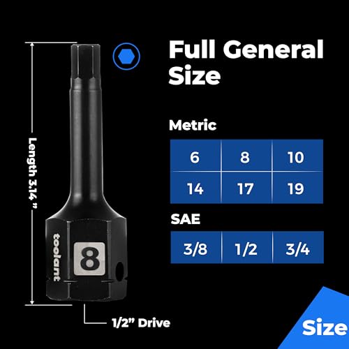 Image of toolant 1 /2 inch drive 3 /8 inch impact hex bit socket set 2PCS, Hex Drive, S2 Steel Air Drive Allen Socket set,Impact Grade