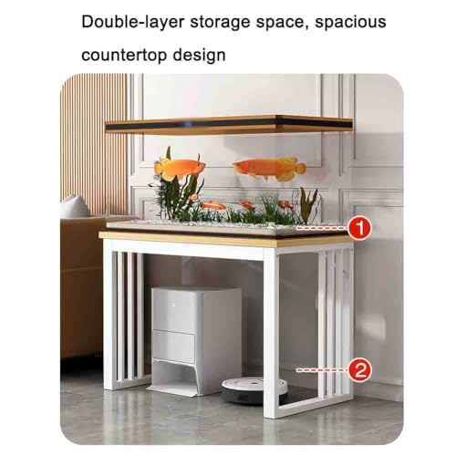 Étagères métalliques pour aquarium et table de chevet blanche de 60 cm