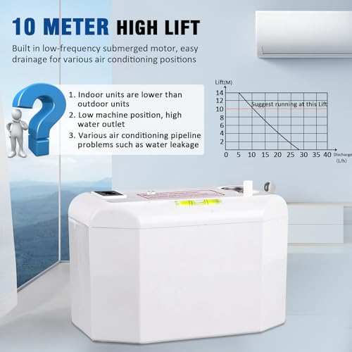 BAOSHISHAN Kondensatpumpe 24L/H Kondensathebeanlage mit Überlaufalarm, 5m Schlauch, 200ml Wasserspeicher, Kondenswasserpumpe für 8KW Leistung Klimaanlagen