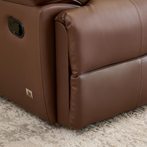 Image of Home Centre | Torino | Faux Leather | Solid Wood | Recliner Sets | Brown | Sofa Set 3+1+1 | 1 Year Warranty