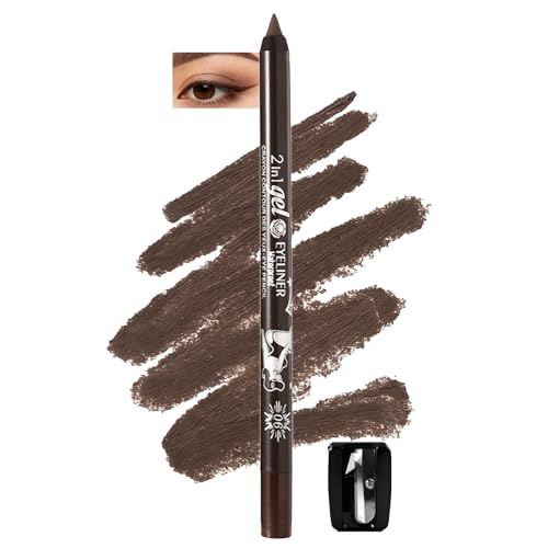 Image of Deep Coffee Brown Gel Eyeliner Pencil, Waterproof Smudge-proof Long Lasting Plum Eye Liner, High-Pigmented Smooth Creamy Formula for Mature Women, Eyes Makeup Pen with Sharpener
