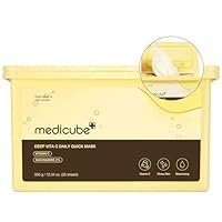 Medicube Deep Vita C Daily Quick 30 Sheet Masks - Vegan Certified, Quick Dispenser, Triple Vitamin Complex For Radiance and Hydration - Korean Face Masks