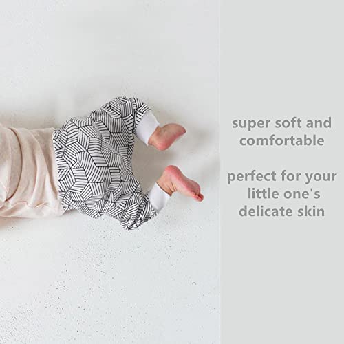 Pack of 4 Baby Jogger Pants - Soft Cotton Pants for Boys and Girls - Unisex Cute Color Designs for Infants4