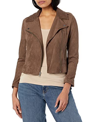 BB Dakota Womens not Your Baby Heavy Faux Suede Moto Jacket, Mocha extra small