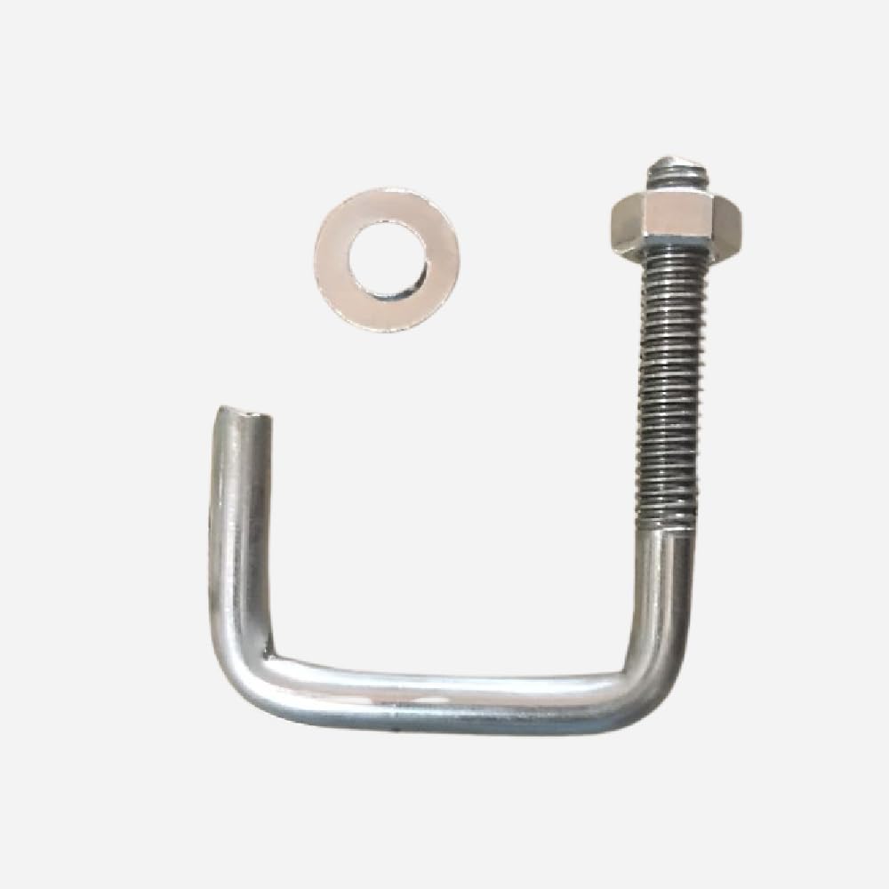 SS J hook M8 x 40 x 40 for Solar Panel mounting bolts with nut and washer (set of 5 nos)-image-2