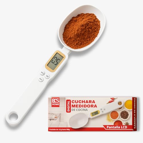 Cuchara Medidora Digital con graduación de 0.1 g hasta 500 g, bascula cocina portatil, bascula precision, balanza cocina, báscula de mano con cuchara, báscula de precisión para especias