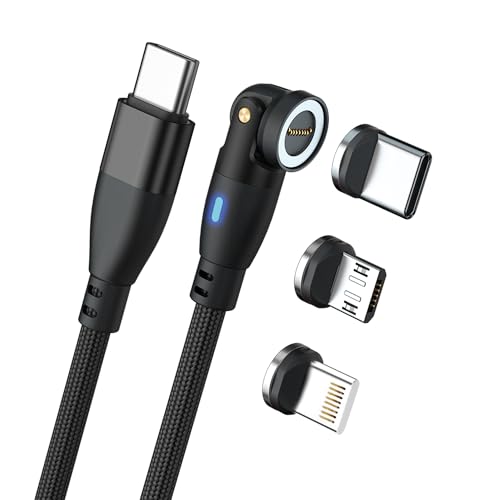 Cable magnetico de 100W Realpower de 1 metro con adaptadores intercambiables negro