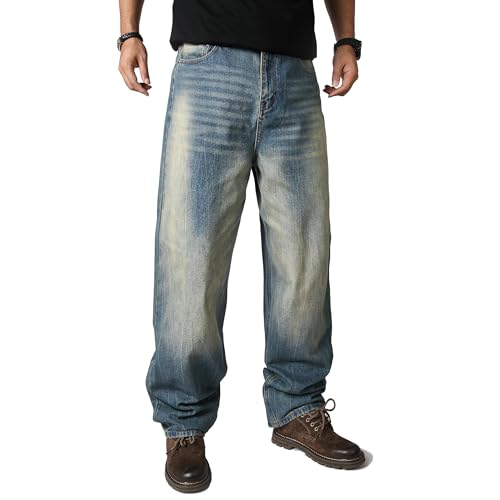 OIIIO Men's Wide Leg Baggy Casual Jean4