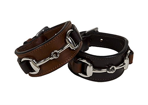 Fine European Leather Equestrian Brass Bit Bracelet (Medium Brown)