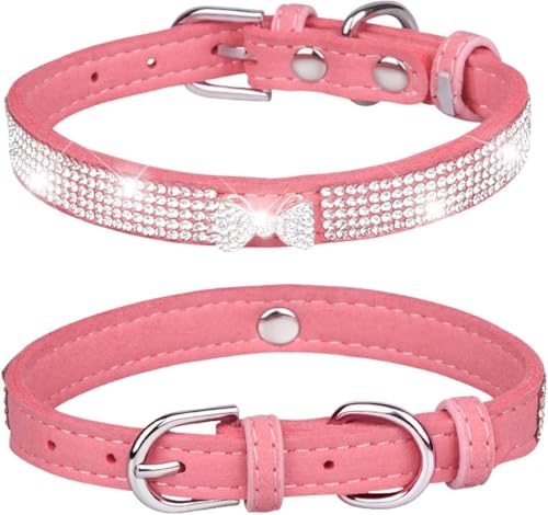 Collier mignon avec nœud brillant pour chiens de petite taille