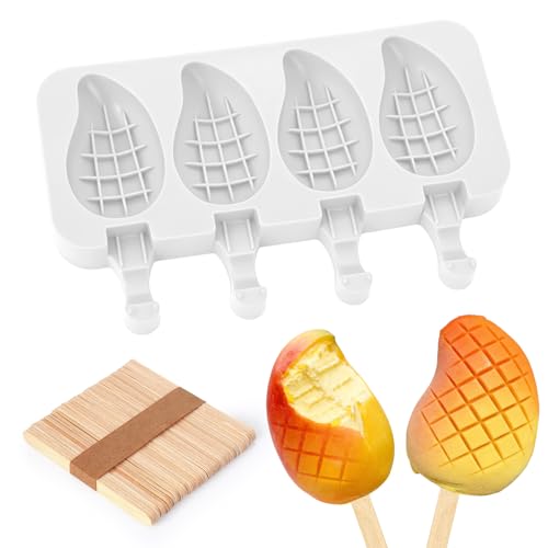 Juome Mango Shape Silicone Popsicle Molds, 3D Mango Ice Cream Molds