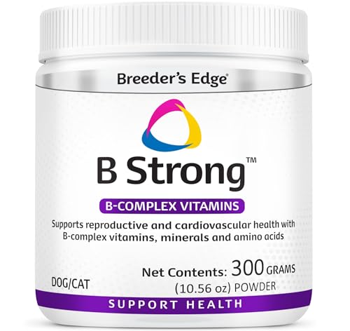 Breeders Edge B Strong Powder B-Complex Vitamin Supplement for Dogs and Cats Supports Reproductive Health Promotes Normal Heat Cycles and Helps Maintain Energy 300g
