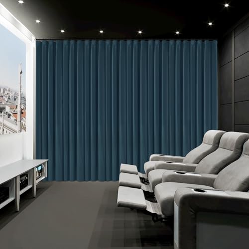 Fcosie Velvet Curtain Panels Teal, Flat Hooks Curtains for Traverse Rod or Track, Thermal Insulated 100% Blackout Drapes for Bedroom Living Room Dining Room Meeting Room, 84" Wx96 L (1 Panel)