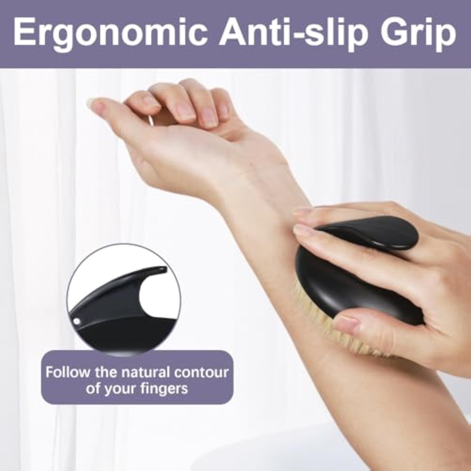 Dry Body Brush, Natural Bristles for Exfoliation