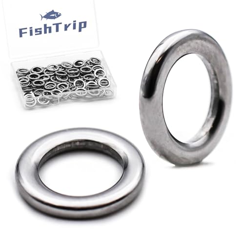 FishTrip 50Pcs Solid Rings Fishing Stainless Steel Ring for Assist Hooks