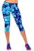 Ancia Womens Active Workout Capri Leggings Fitness Tights Pants Tracksuits Blue Snows L