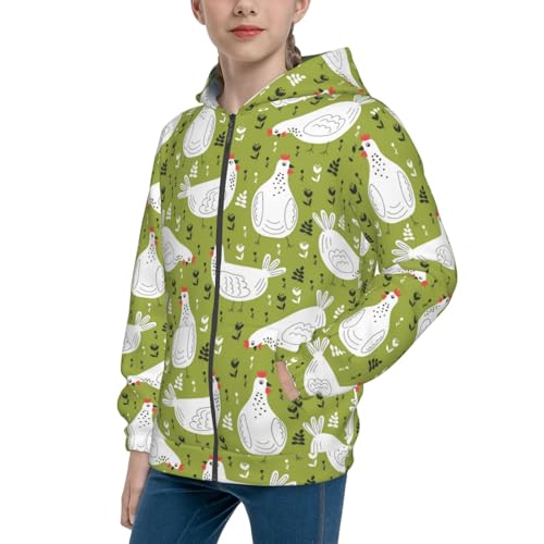 Lovely Chickens Kid Hoodies Boys Zip Up Sweatshirts Girls Pullover with Pocket