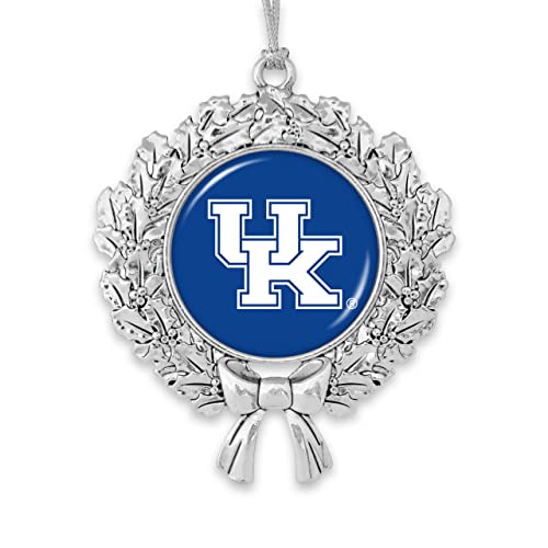 From the Heart Enterprises Kentucky Wildcats Wreath with Team Logo Silver Metal Christmas Ornament Gift Tree Decoration UK
