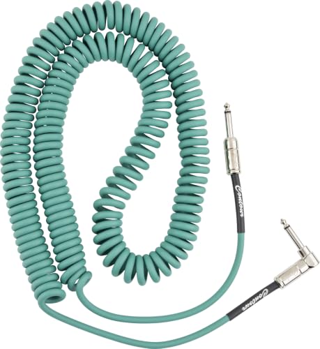 Fender Contour Coiled Instrument Cable, Guitar Accessories, Straight/Angle, Sherwood Green, 30 ft