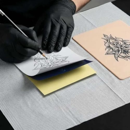 20 Pcs Tattoo Practice Kit, 5 Silicone Fake Skins & 15 Transfer Paper Sheets for Beginners, Practice Set for Tattoo Artists - 5