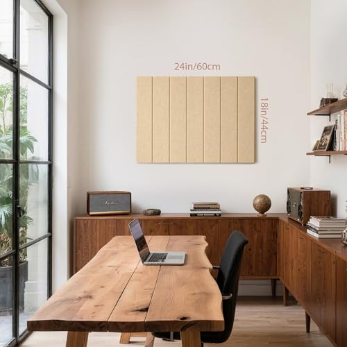 Lightomorrow Bulletin Board, 24 x 18 inches Felt Board Decorative Pin Board, 4' x 3' Cork Board Alternative for Wall, Foldable Photo Board with 20 Pushpins - Beige Brown Stripes - Image 3