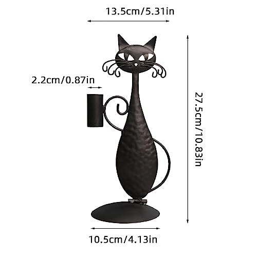 Ofilles Cat Black Candlestick Holders For Led Flameless Candles, Retro Rustic Farmhouse Home Metal Cat Decor Candlestick For Centerpiece, Dining Table, Housewarming Gifts #TOP2