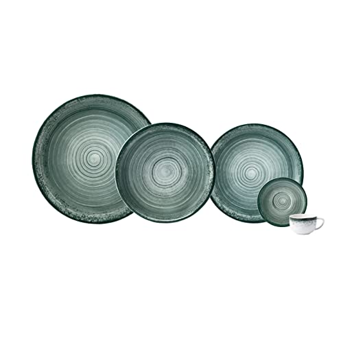 Amazon.com.br: Serviço de Jantar e Café 30 Peças com Bowl Multiuso em Porcelana, Modelo Redondo Oca, Decoração Esfera Verde, Porcelana Schmidt