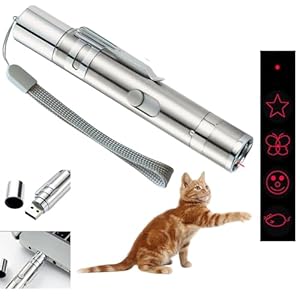 EASERIA Pointeur LED pour chat, jouet interactif, jouet pour chat, jouet pour chat, jouet léger, animal domestique, 5 modèles et 7 en 1, rechargeable par USB
