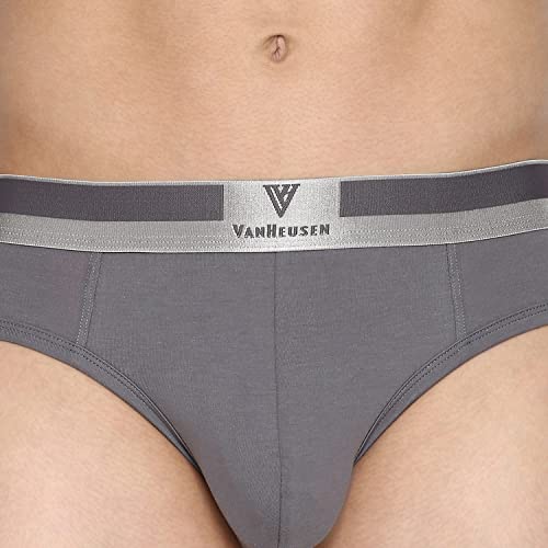 Image of Van Heusen Men Briefs - Pima Cotton Stretch - Colour Fresh, Ultra Soft, Solid 20002 Quite Shade S Grey