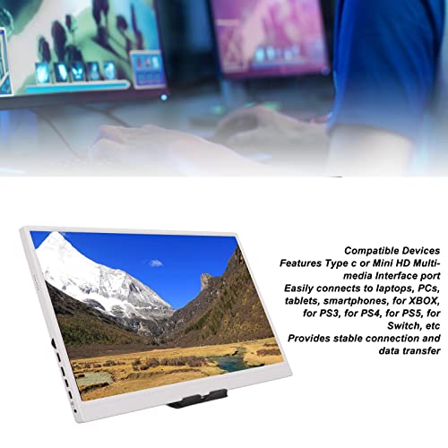 Wyświetlacz zenitaur 17,3 cala, przenośny 1080p HDR HD interfejs Multimedia typu C Monitor zewnętrzny dla komputerów PC i gier (Biały)