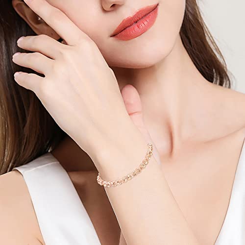 Dainty Tennis Bracelet For Women Christmas Gift, Ouxi Adjustable Rose Gold Handmade Bracelets For Girls Mother Valentines Day With Gift Box #TOP4