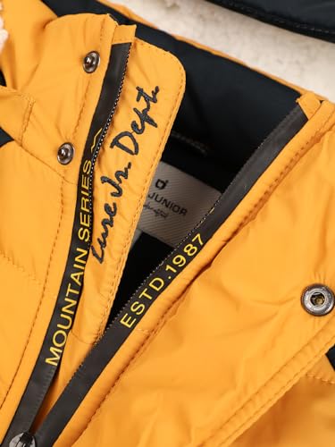 Image of Boys Winter Wear Hooded Puffer Jacket For Kids Mustard (4-6 Years)