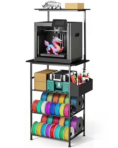 Emfogo 3D Printer Stand with Filament Storage 5 Tier 3D Printer Table with Storage Bag 3D Printing Desk Wall Anchorage for Home Office Workshop Studio (19.7 L16.1 W63.8 H)