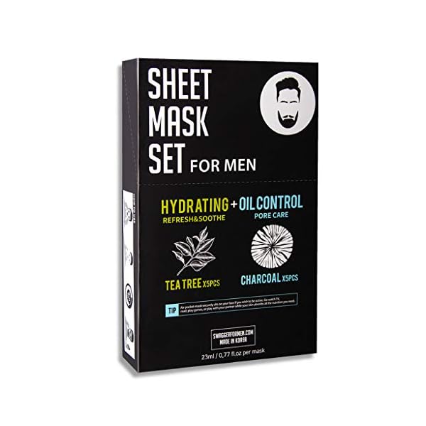 SSANAI-Charcoal-Tea-Tree-Mask-fo-Men-27ml-Pack-of-10-Hydrating-and-Oil-Control-Pore-Care-Men-Facial-Mask-Sheet-Refrehsing-Soothing-Acne-Oily-Skin-After-Shave-Skin-Care SSANAI Charcoal & Tea Tree Mask fo Men 27ml Pack of 10 - Hydrating and Oil Control Pore Care Men Facial Mask Sheet, Refrehsing & Soothing, Acne Oily Skin, After Shave Skin Care