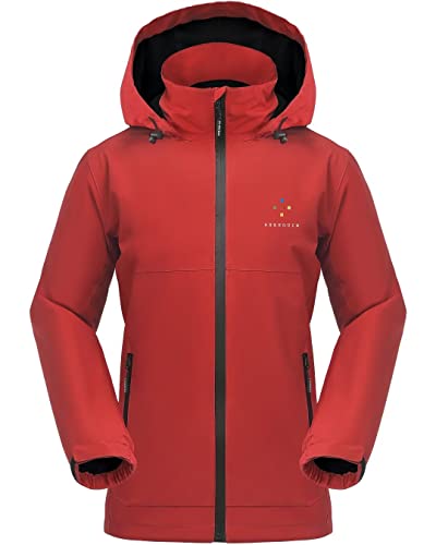 Regenjacken für Frauen Wasserdichte Regenmäntel für Frauen Leicht mit Kapuze Verstaubar Atmungsaktiv Windbreaker Trenchmäntel, weinrot, X-Small Cover