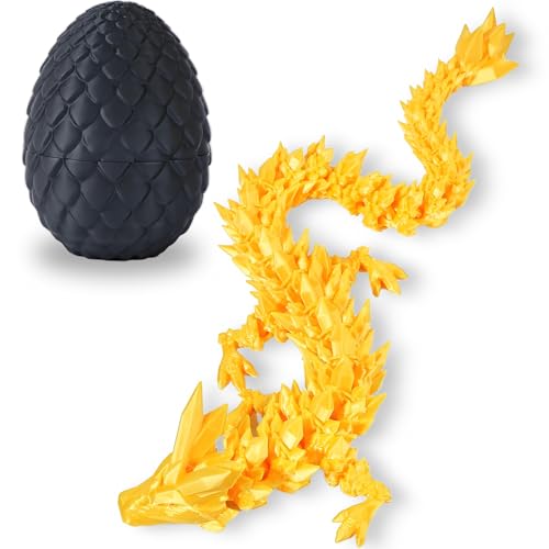 Sunshine smile Drago stampato in 3D (29 cm) con uovo di drago, uovo di drago, uovo di drago stampato in 3D, giocattolo misterioso drago, figure drago mobile