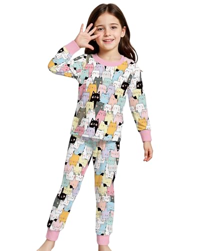 LQSZ Girls Pajamas Set Summer Girl Toddler PJs Short Sleeves Sleepwear for Little Kids with Pocket 5-12 Years2