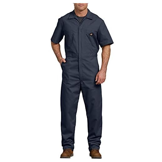 Dickies Men's Short Sleeve Coverall, Dark Navy, Large Regular